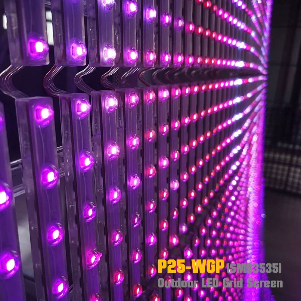 Гибкая стеклянная сетка P25WGP‑LED, экран twilight, крупномасштабное небо‑на‑экране, экран‑решетка LED