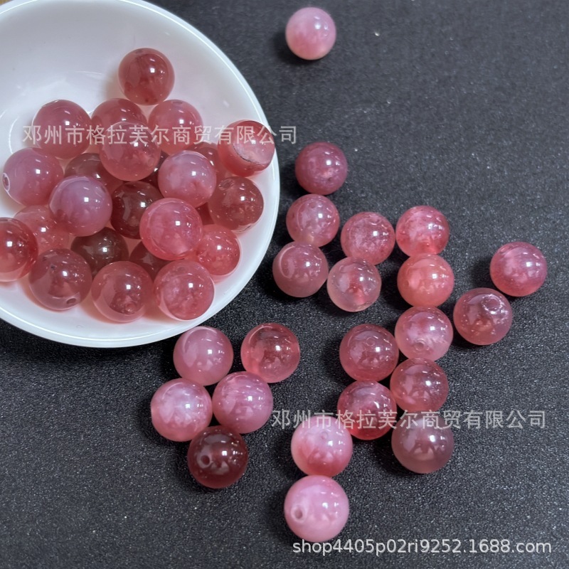 氷透いちご晶漂花玉散珠桃花玉丸珠DIYビーズ編み手串ネックレスアクセサリーアクセサリー|undefined