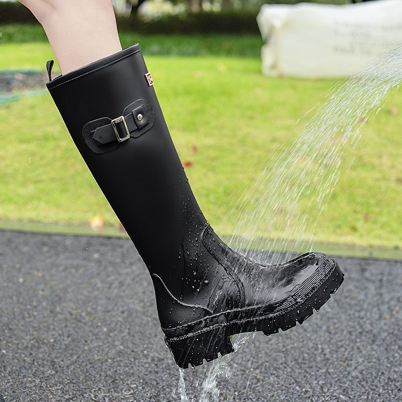 雨鞋女时尚款外穿高筒雨靴新款网红水鞋成人水靴防滑防水厚底胶鞋|undefined
