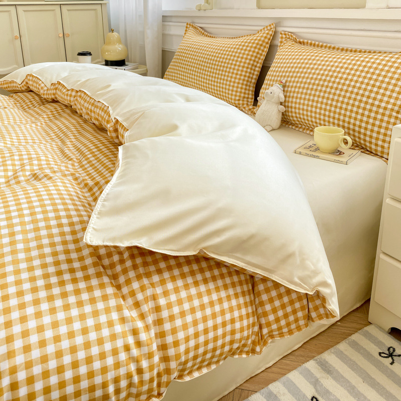 pudim amarelo / 1,2m [capa de edredão 150*200cm, lençol 160*230cm, fronha 48*74cm] conjunto de três peças