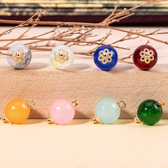 仿玉石圓珠花托珠扣中式扣子國風紐扣復古漢服旗袍盤扣裝飾輔料