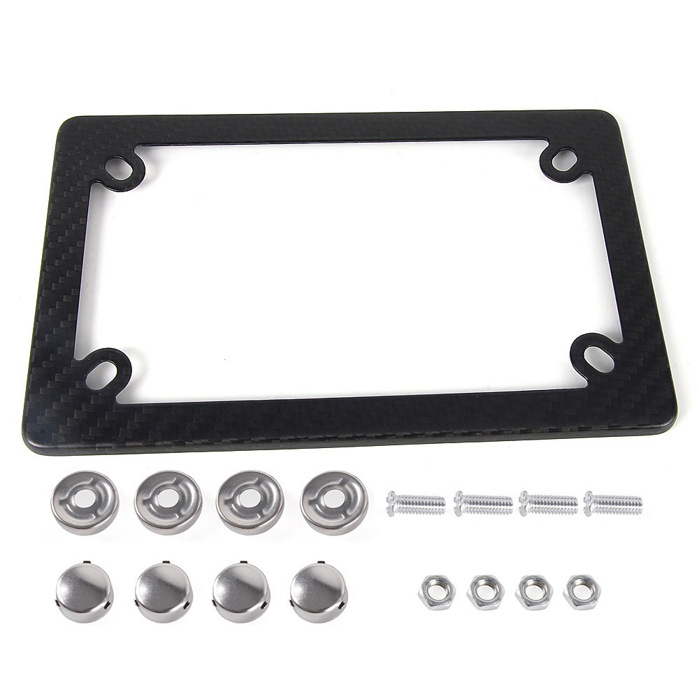 Us Standard 4-Hole Motorcycle License Plate Frame, Matte Dry Carbon License Plate Frame, Us Standard License Plate Holder Modification Accessories