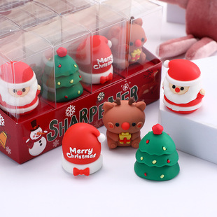 Christmas Cartoon Elk Pencil Sharpener Primary School Children Portable Manual Pencil Sharpener Pencil Sharpener Stationery