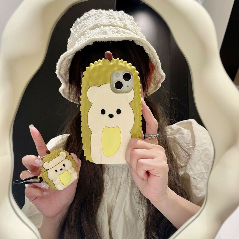 Cartoon Cute Hedgehog Durian iPhone15 Phone Case for Apple 12Pro Max 13/14Pro Max