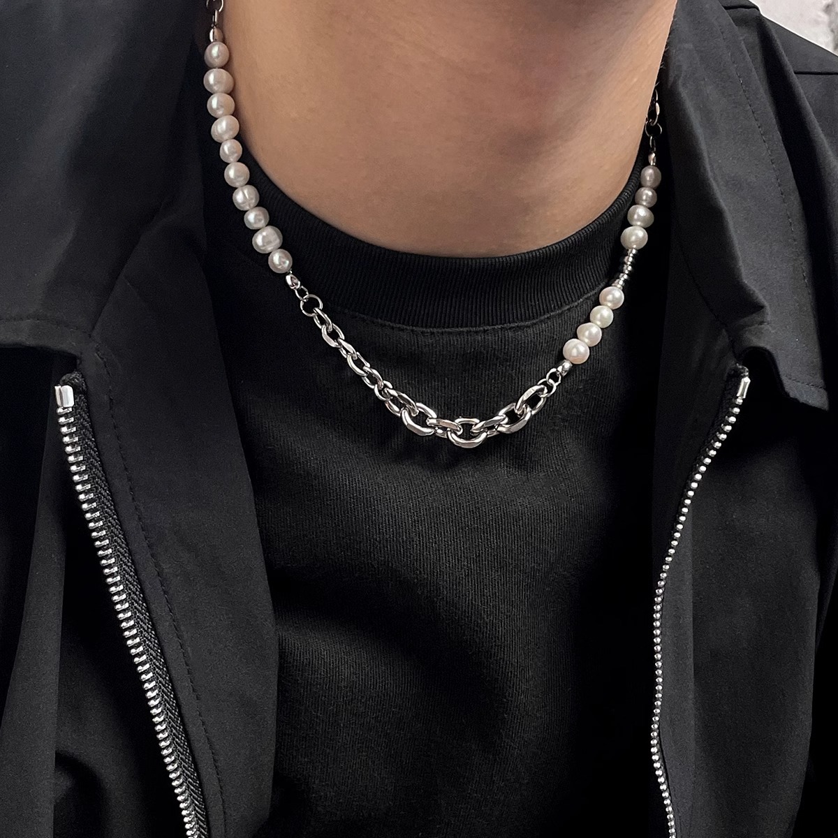 Hochwertige Perlenkette Für Herren Einzigartiges Schlichtes Design_voghion.com