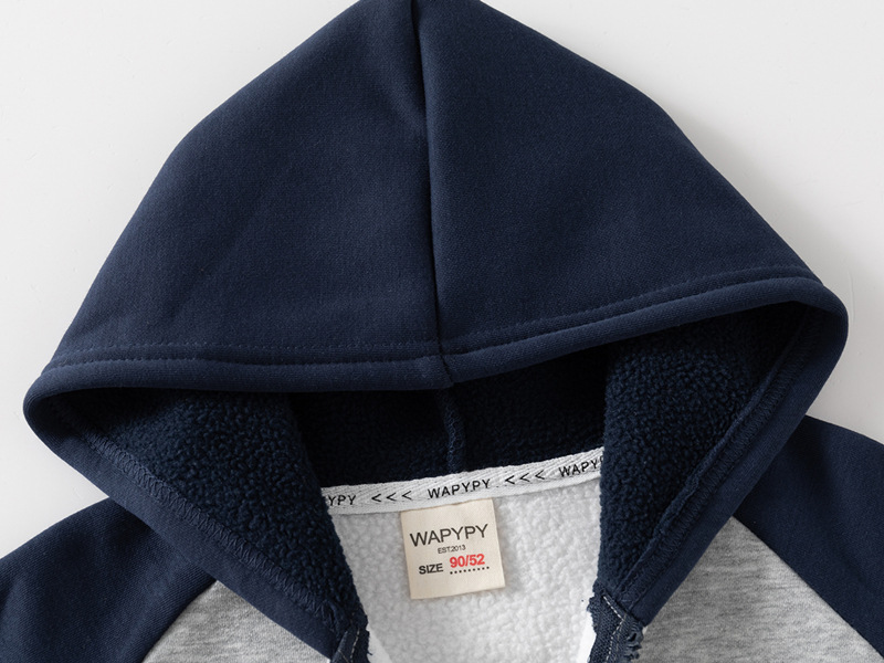 kids'clothing Manteau zippé pour garçon Sweat à capuche épais pour bébé_voghion.com
