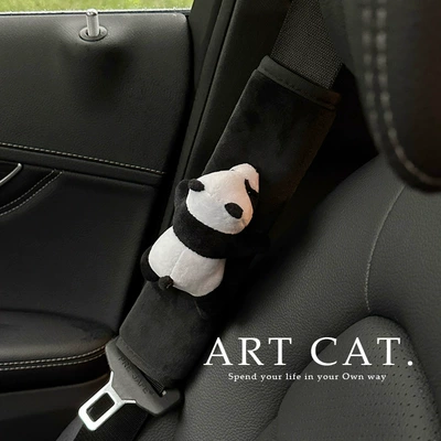 Sürətlər qutusu və əl tormozu başlıqları, High-End Girls Car Cute Shoulder - lying-panda-black-velvet-shoulder-pads