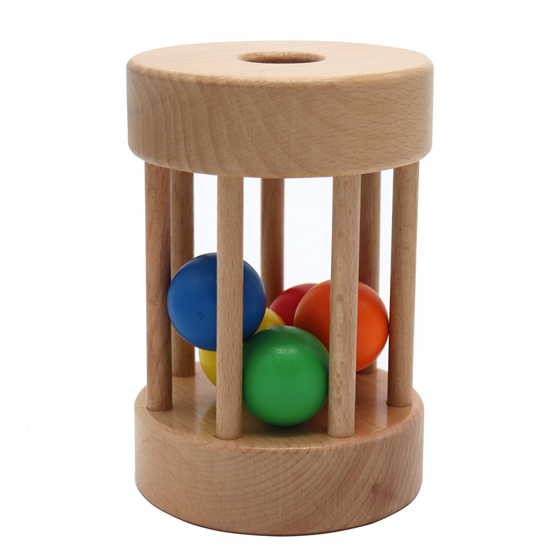 Montessori Early Childhood Teaching Aids Rolling Drum Baby Logical Thinking Hand-eye Coordination Training Toy Wooden Puzzle