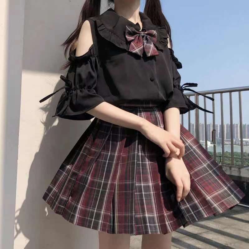 包邮日系少女学院娃娃领jk制服洛丽塔内搭喇叭袖露肩短袖衬衫女上