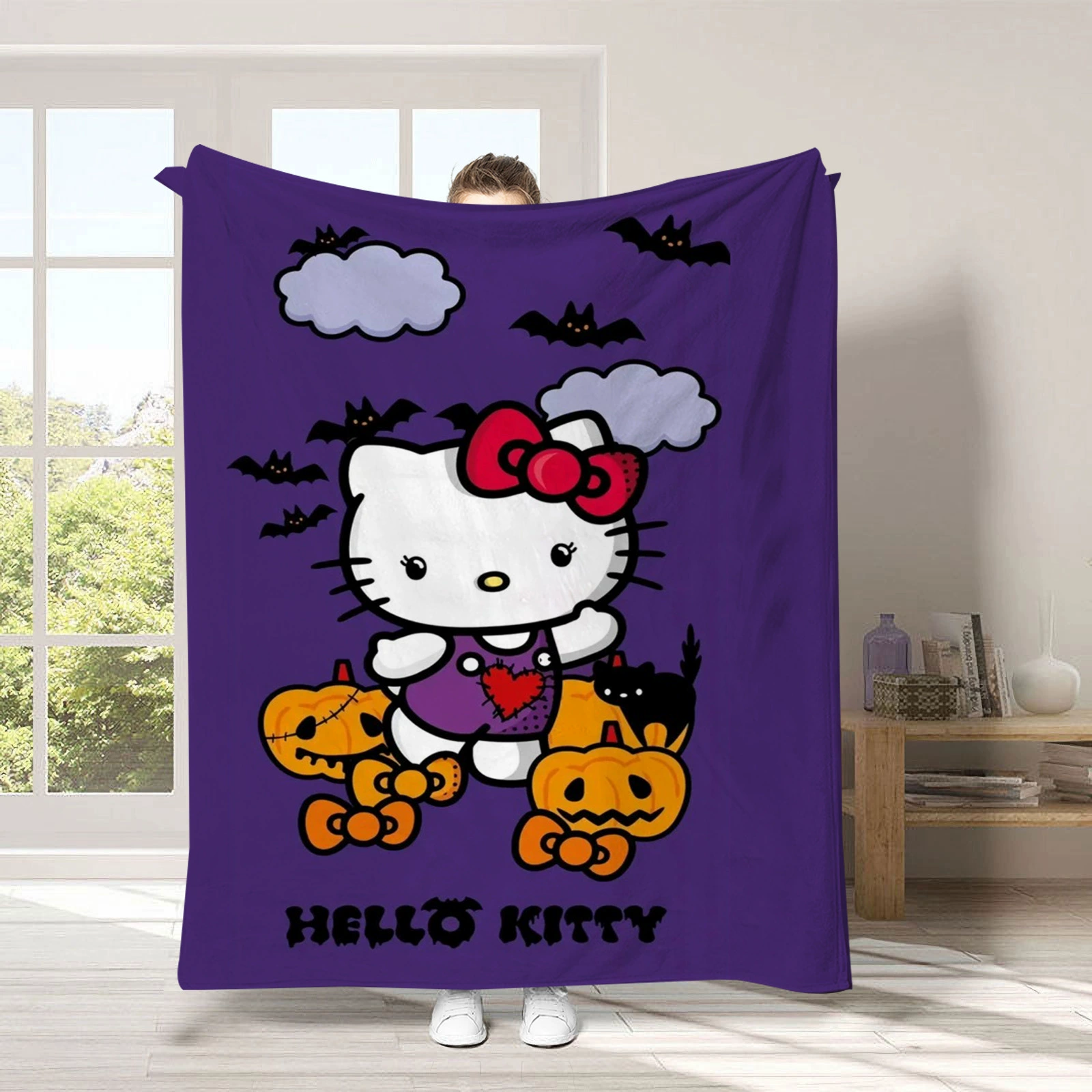 Hello kitty, детское одеяло для сна, диван для сна, хэллоуин, увеличенная толщина, (跨境贸易)