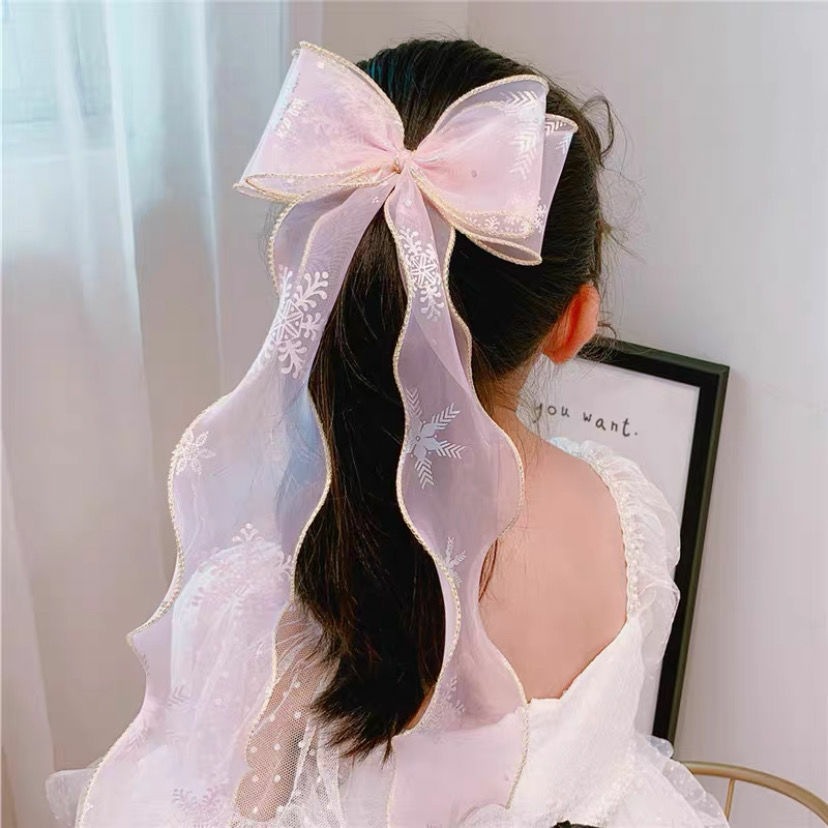 雪花蝴蝶结飘带发夹