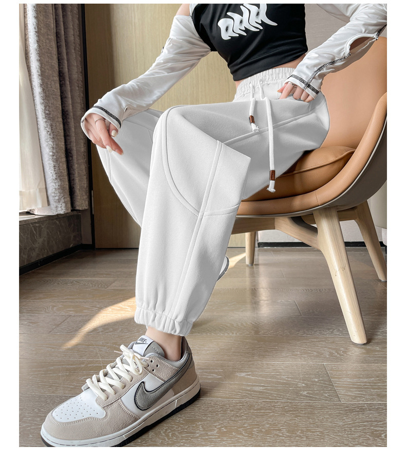 法米姿 早春新款宽松运动裤休闲外穿束脚拼接哈伦裤卫裤