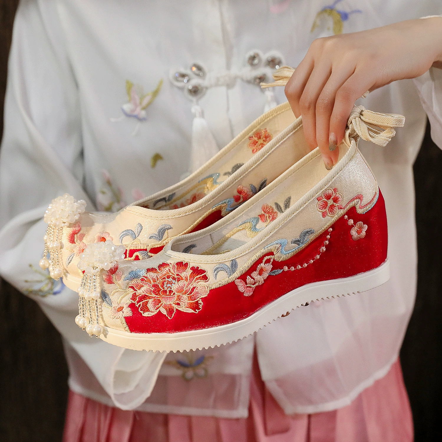 [Лоскутный пион] новая обувь ханьфу для студенток в старинном стиле, Женская подходящая ханьфу, обувь в старинном стиле для увеличения внутреннего роста, Хань Юань