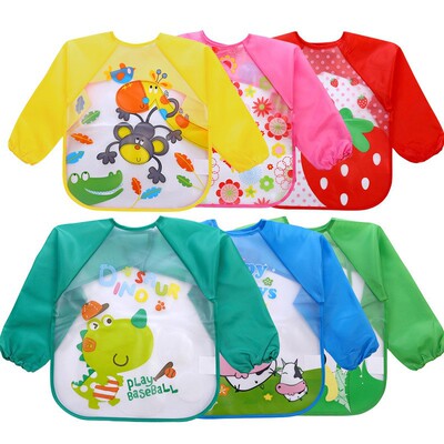 wholesale Baby children Burqa Long sleeve waterproof Disposable Dressing Bib baby Saliva towel EVA Smock mother and baby