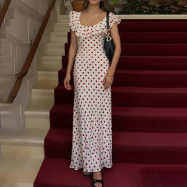 2025秋冬亚马逊外贸欧美跨境时尚休闲女式宽松日常印花优雅连衣裙