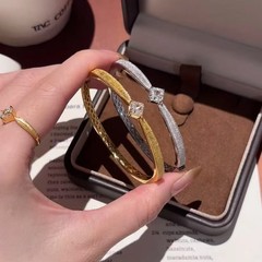 意式轻奢拉丝工艺高碳钻拉丝工艺方钻手镯重工高级感百搭手环手镯