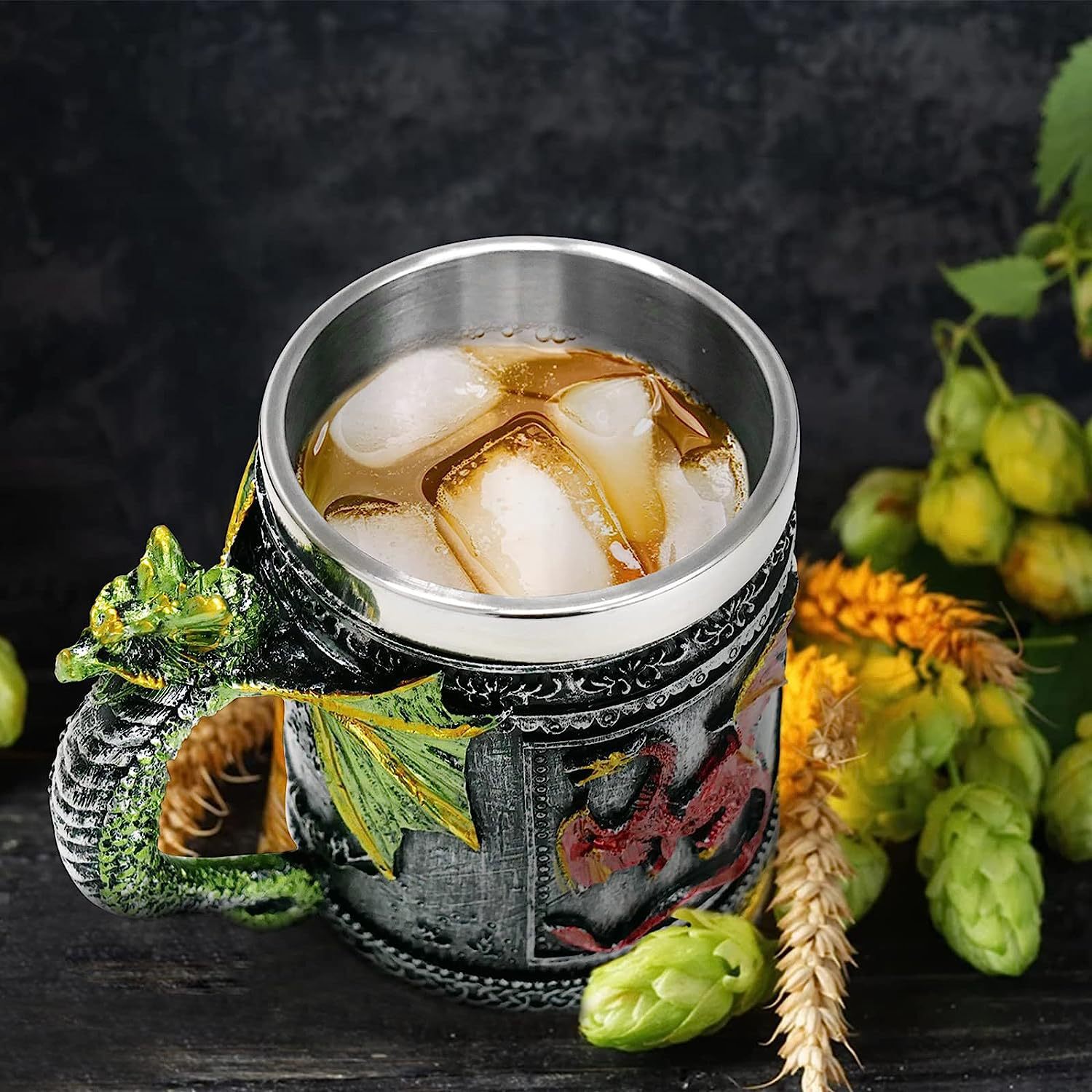 Dragón creativo transfronterizo personalidad retro taza de acero inoxidable taza de beber grifo vaso de cerveza