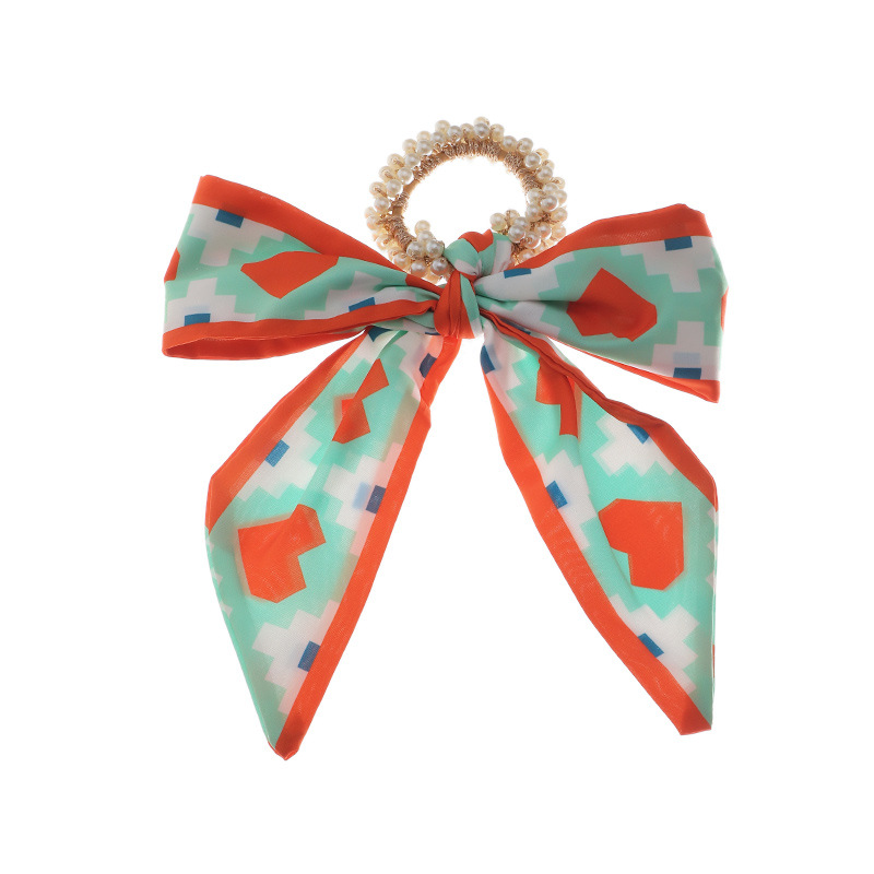 Korean Bowknot Pearl Hair Scrunchies display picture 10