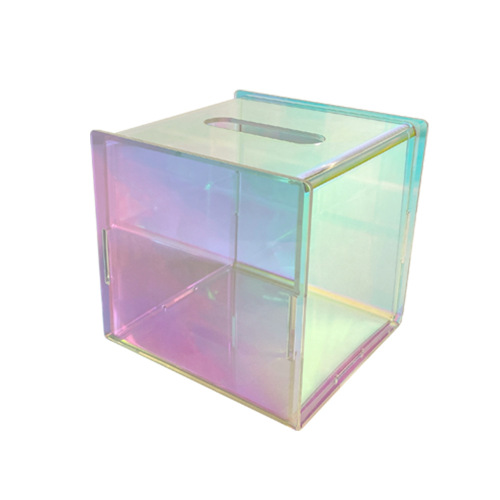 Custom wholesale acrylic tissue box light luxury roll paper tube square storage box laser acrylic tissue box
