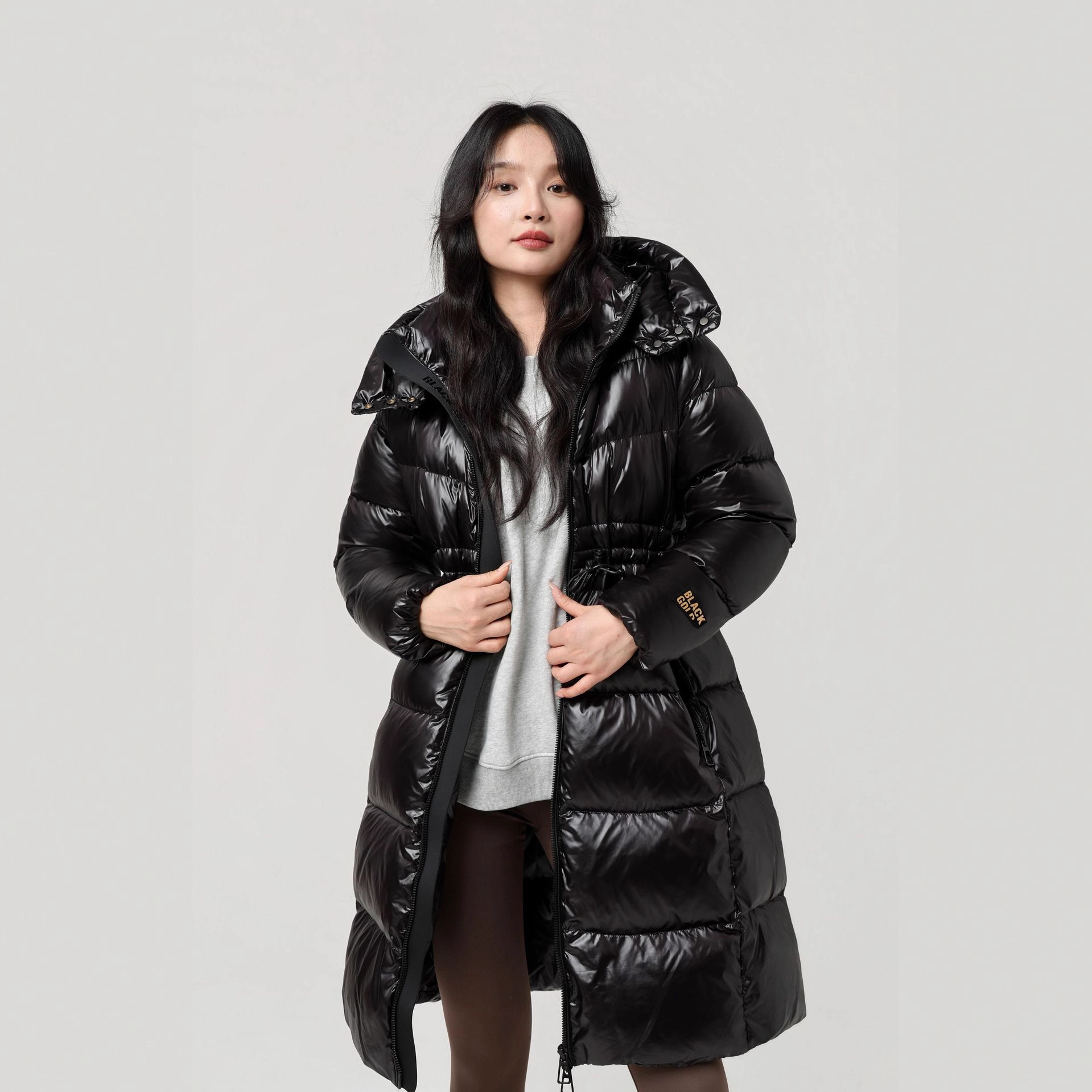 Black Gold Goose down Jacket 2025 Winter New Long down Jacket Women's Waist Slimming Outdoor Cold-Proof Warm Jacket