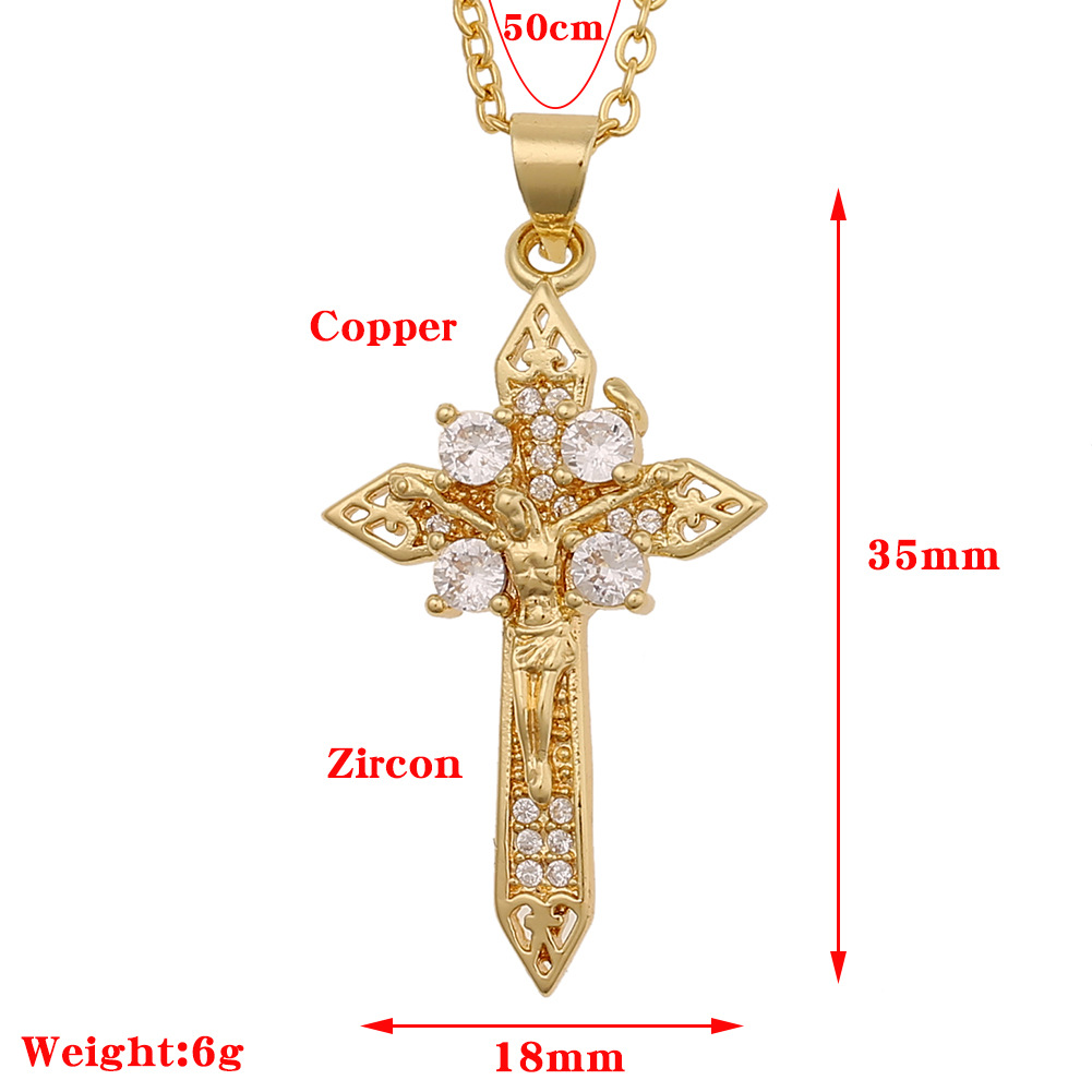 Retro Jesus Cross Pendant Necklace display picture 1