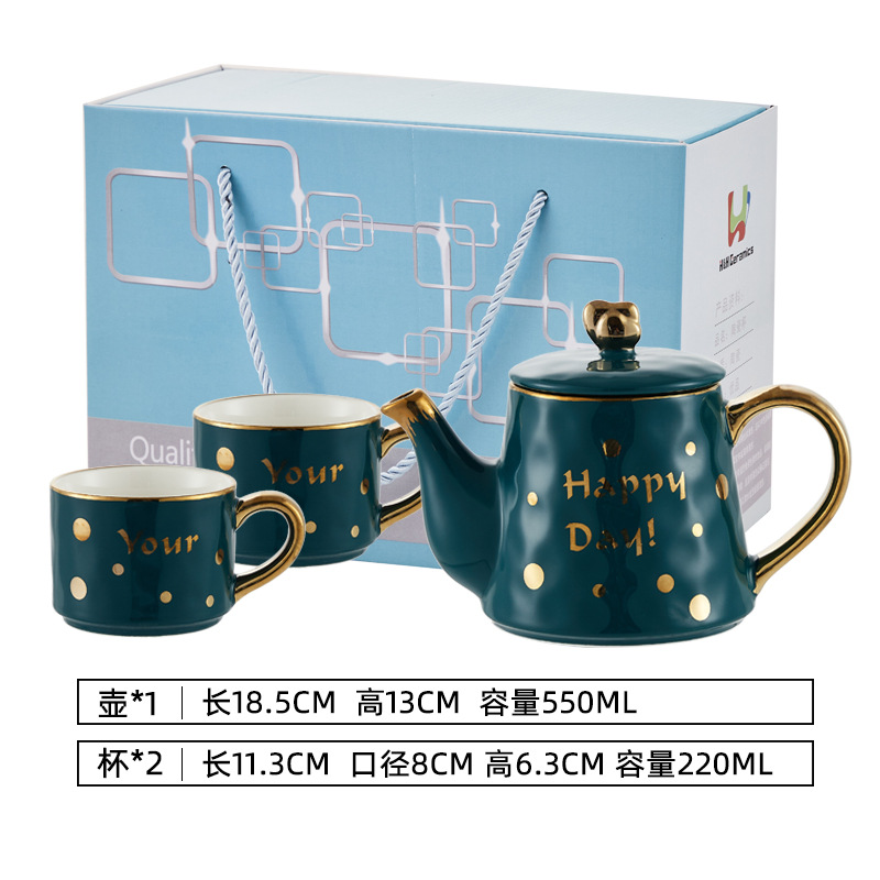 Juego de Teteras de Cerámica Estilo Nórdico, Éxito de Ventas en Amazon, Tetera Chapada en Oro para Uso Doméstico, Ideal para Regalos, Admite Logotipo, Estilo Lujoso