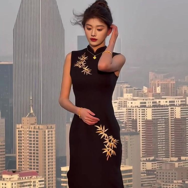 2025 Cross-Border European And American High-End New Chinese Style Women's Summer Thick Elastic Patterned_ecoleips.com