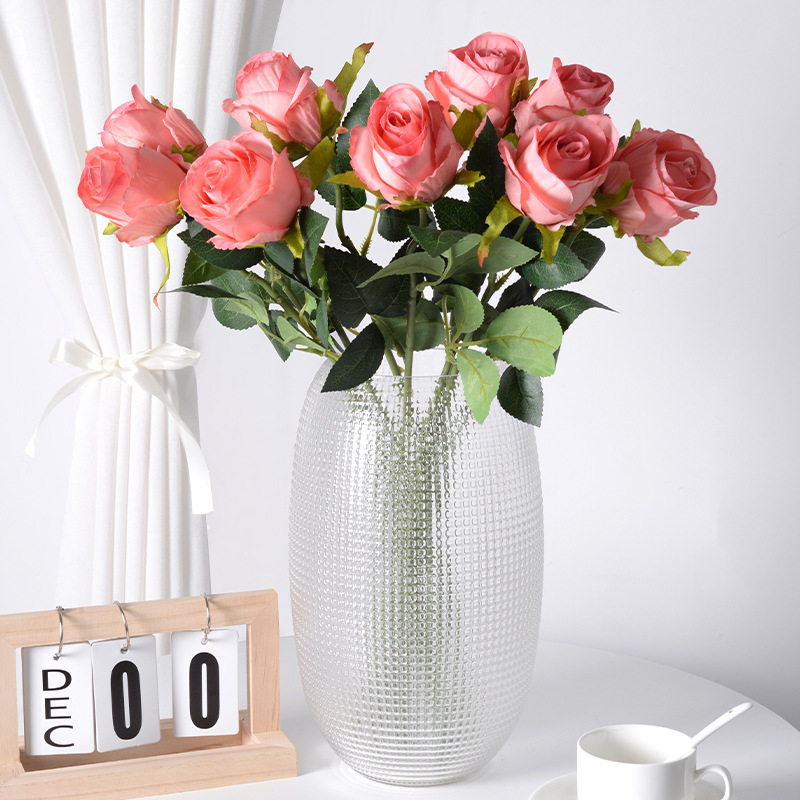 Rosa artificial boda salón decoración flor artificial hecha a mano de seda flor material Bulgaria fotografía carretera