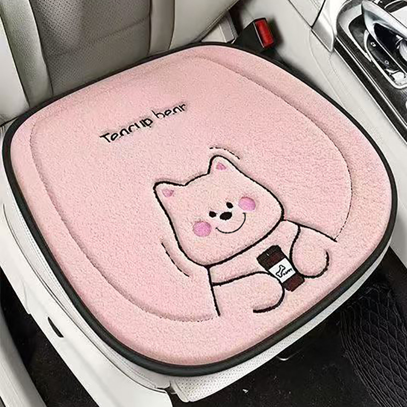Seat cushion, seat cover: Universal Linen Seat Cover - plush-bear-pink-front-pad-one-piece