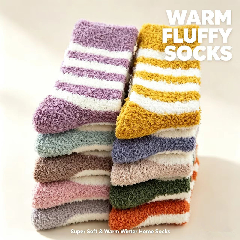 Women's Slipper Socks Amazon Cross-Border Sleeping Socks Non-Shedding Striped Coral Velvet Socks Mid-Tube Warm Plus Velvet Edge Velvet Women's Slipper Socks Amazon Cross-Border Sleeping Socks Non-Shedding Striped Coral Velvet Socks Mid-Tube Warm Plus Velvet Edge Velvet