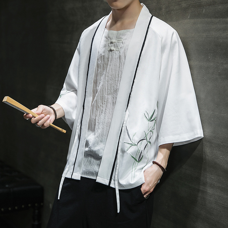 夏季薄款汉元素改良汉服羽织开衫道袍防晒衣服男中国风唐装复古风