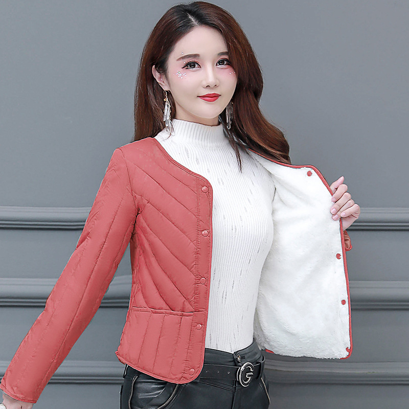 秋冬の羽毛の綿服の女性の内の胆の短い金のカシミヤの厚いお母さんは大きいサイズの中で保温服の中高年のコートを着ます。|undefined