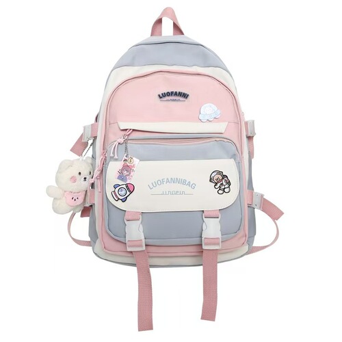 School season student backpack set Korean fashion junior high school schoolbag tutoring bag, large capacity two-piece backpack