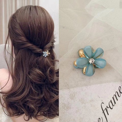 Small bangs grabber  new crystal flower side hairpin Korean internet celebrity mini temperament hair grabber hair accessory