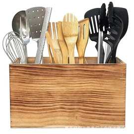 木质桌面收纳盒家用厨房餐具置物收纳架简约三格餐具收纳盒