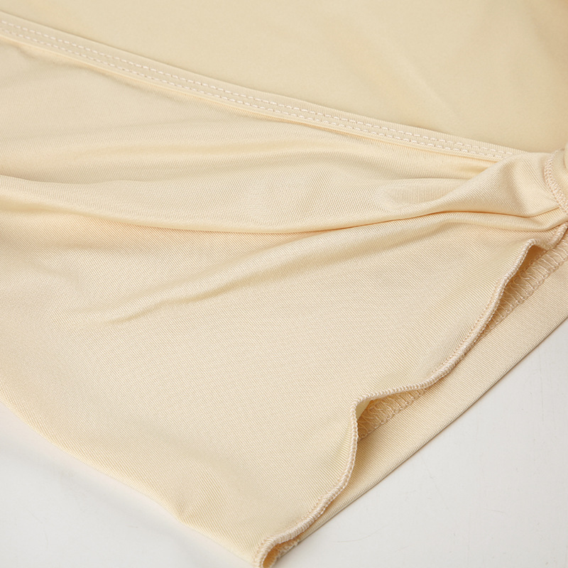 European And American Sexy Style Basic Versatile Skin-colored Strap Low V-neck Ultra-short T-shirt For Women, Slim Fit,_ecoleips.com