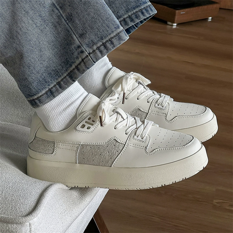 Нишевые дизайнерские трещины маленькие белые туфли для мужчин и женщин 2024 новые дикие туфли на большой подошве спортивная повседневная обувь