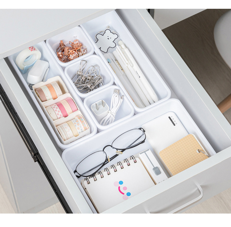 Cross-border drawer storage partition box set desk built-in stationery and sundries cosmetic finishing box compartment storage box
