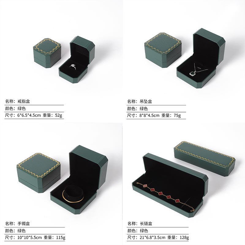 Caja de joyería octogonal de papel rellena de cuero, caja para anillos, collares y pulseras, caja de embalaje para joyería al por mayor