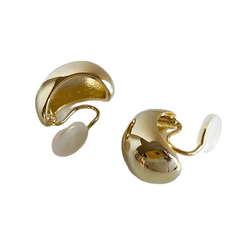 Niche high-end ear clips for women, cold style metal drop earrings, simple temperament, no piercing earrings, trendy European and American style