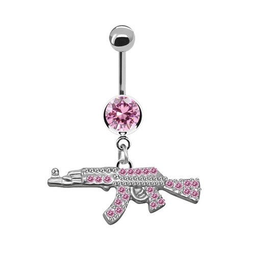 Gaby European and American cross-border pink suit navel ring navel button navel nail cat head dragonfly pistol butterfly navel ring