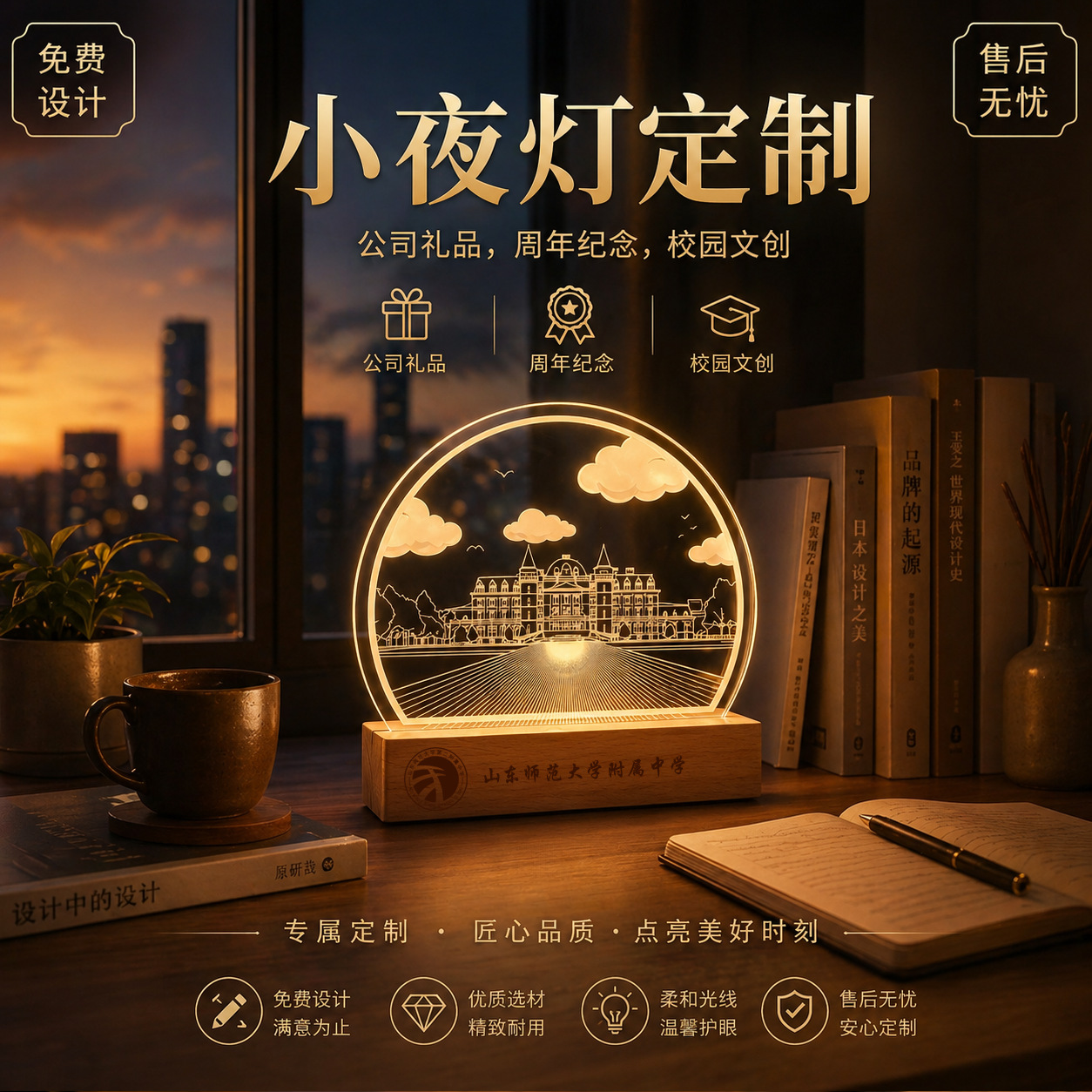 发光奖杯企业周年庆优秀员工礼品人物照片亚克力小夜灯纪念品商务