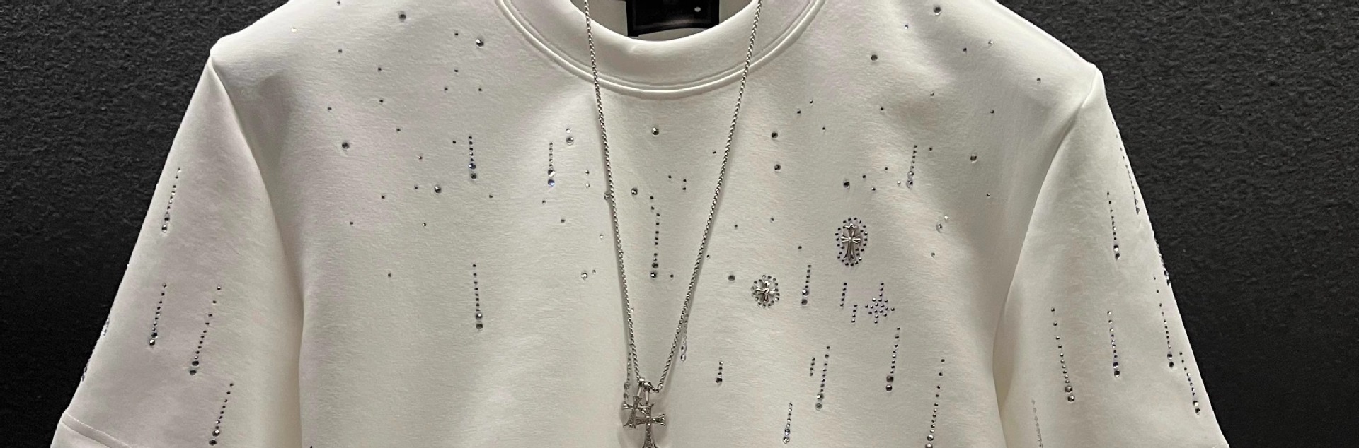 T-shirt di lusso uomo maniche corte con strass e meteorite_voghion.com