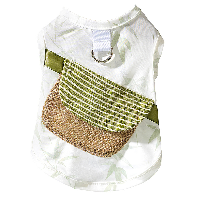 Primavera y verano, enfriamiento al aire libre para perros, prevención del golpe de calor, verano, bosque de bambú, ropa fresca, chaleco para perros de peluche, ropa para perros de gato