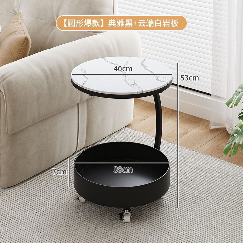 핫스타일 - 라운드사이드테이블 - 엘레강트 블랙 - 스노우마운틴 화이트 슬레이트