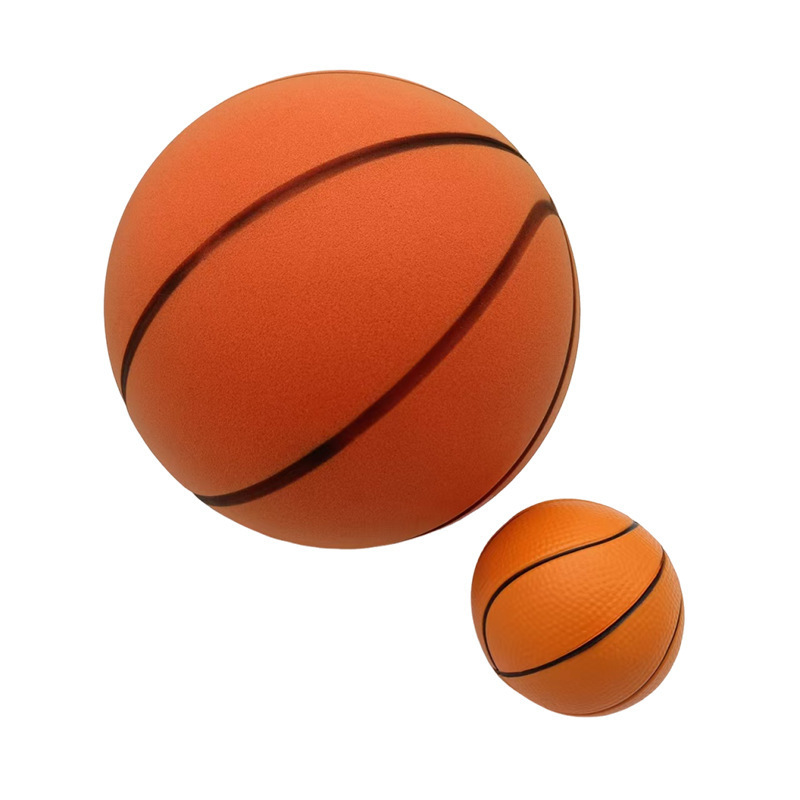 Orange 23cm Simulated Silent Ball Suitable for Adults and Children, Indoor Training Pu Foam Super Elastic Silent Basketball