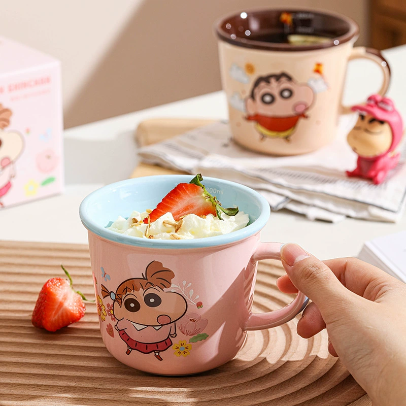 Кружка серии «Карандашный Капитан» (Crayon Shin-chan), кружка с шкалой для молока, милый мультяшный керамический стакан для завтрака