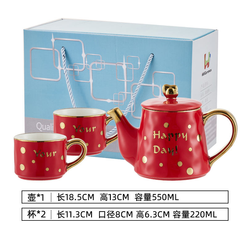 Juego de Teteras de Cerámica Estilo Nórdico, Éxito de Ventas en Amazon, Tetera Chapada en Oro para Uso Doméstico, Ideal para Regalos, Admite Logotipo, Estilo Lujoso