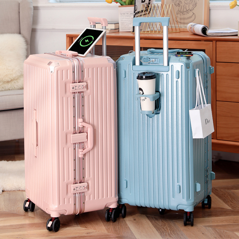 [Drop Shipping] Rechargeable Multifunctional Trolley Case with Large Capacity 28inch Suitcase for Women with 10,000 Codes for Fashionable Travel
