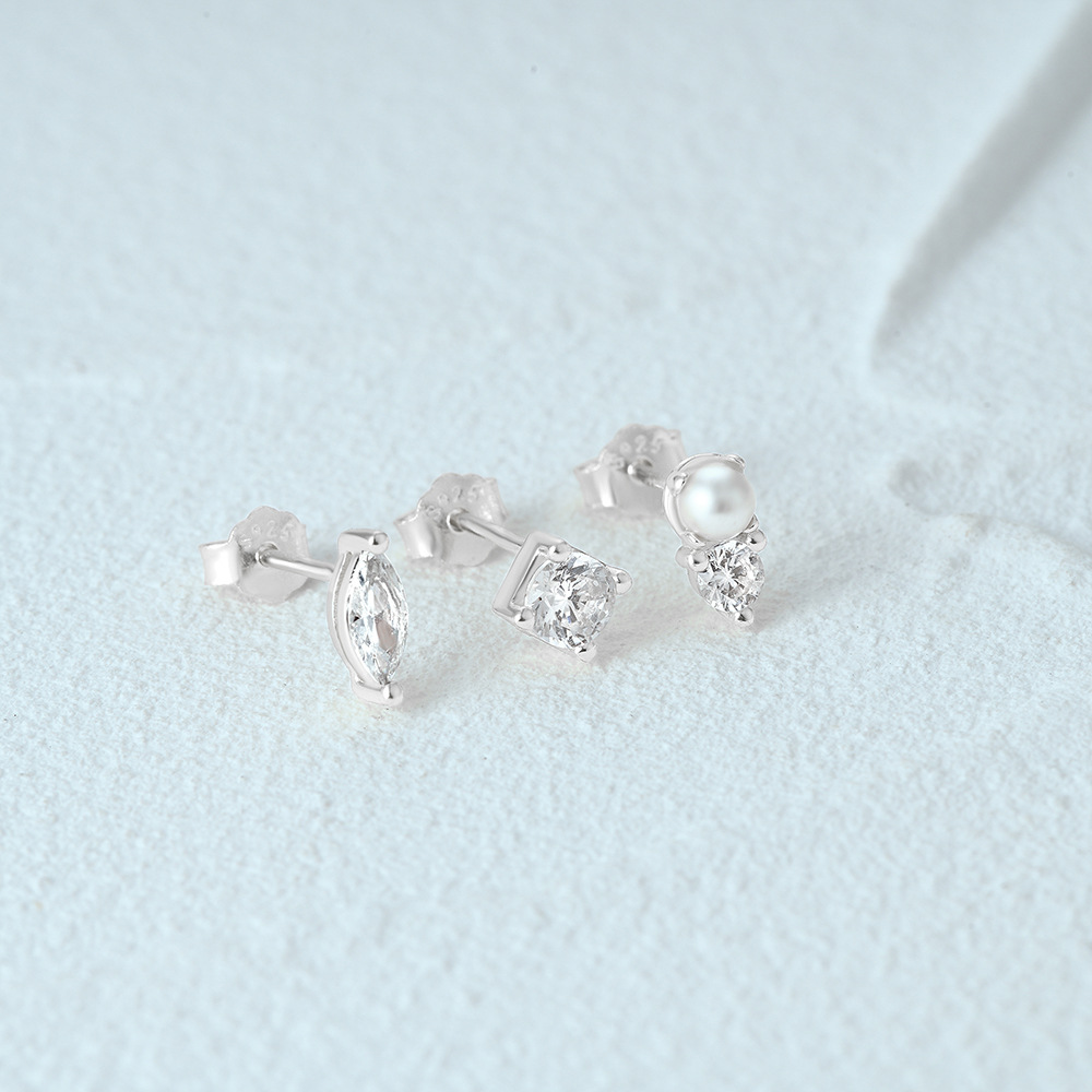 3g Weight Ear Studs Classification 1 Set Quantity Daily Occasion 925 Sterling Silver Material Star, Butterfly Pattern Women's Gender Plating Design Simple Style Style 1 Set 925 Sterling Silver Star Butterfly Ear Studs 46